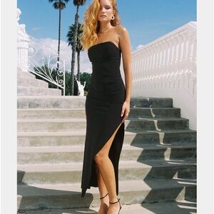 Long black strapless dress